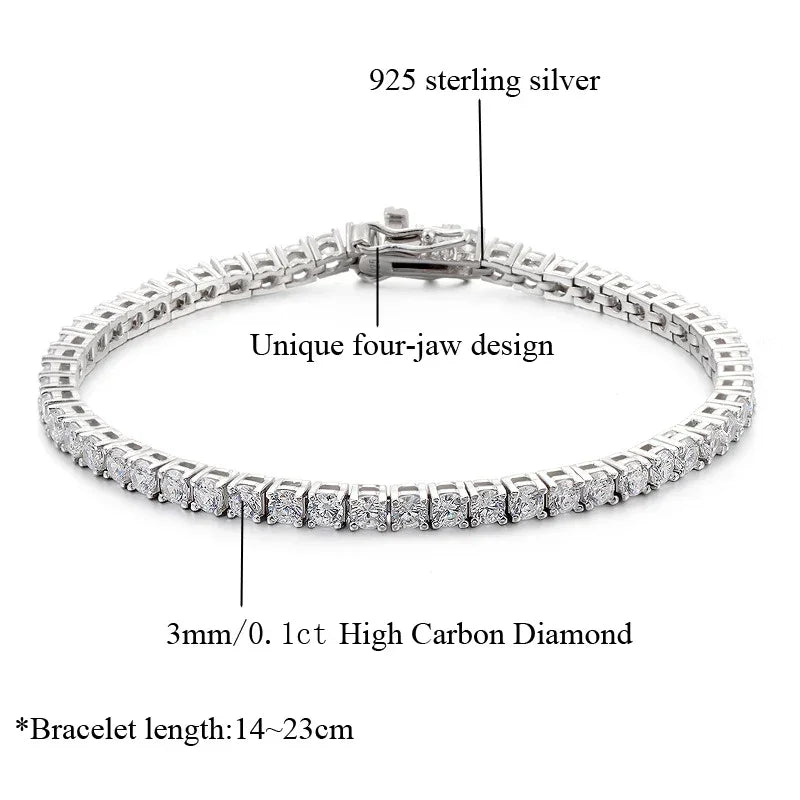 100% 925 Sterling Silver 3mm High Carbon Diamond - Empire P.E