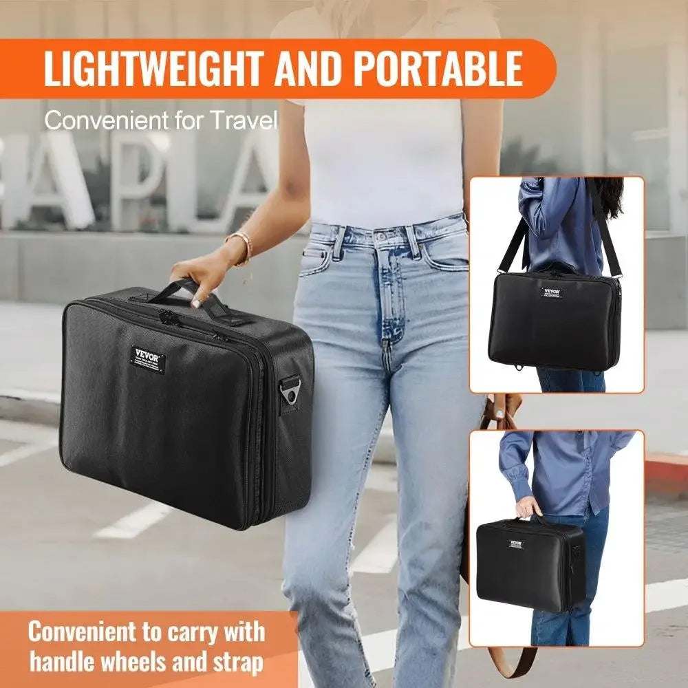 Makeup Storage Case Large 3 Tier Waterproof Oxford Fabric