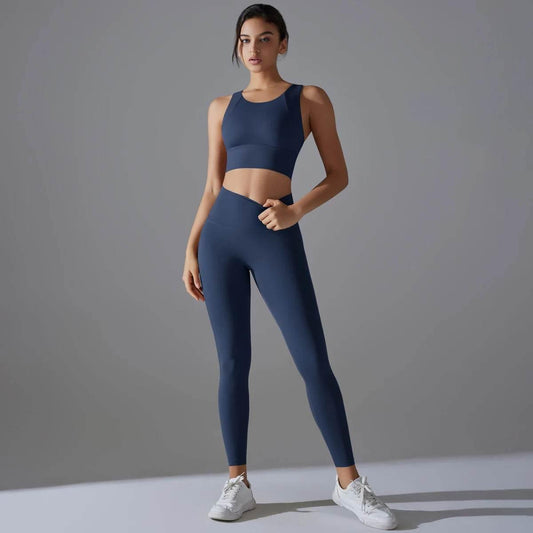 Yoga Set Women's tracksuit Women Fitness Crop Top Shockproof Sports Bras Yoga Gym Running Pants Sportswear Running Fitness Yoga - Empire P.E
