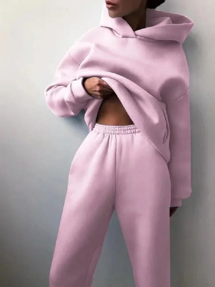 2023 Trend Casual Fashion Thickened Long-sleeved Sweater Pants Two-piece Suit
