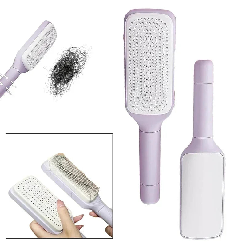 Automatic Cleaning Rotating Lifting Hair Comb