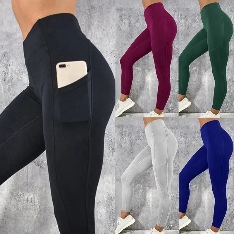 Yoga Fitness Women Leggings High Waist Tights with Pocket Gym Workout Running Stretchy Sexy Butt Liftting Casual Skinny Pants - Empire P.E