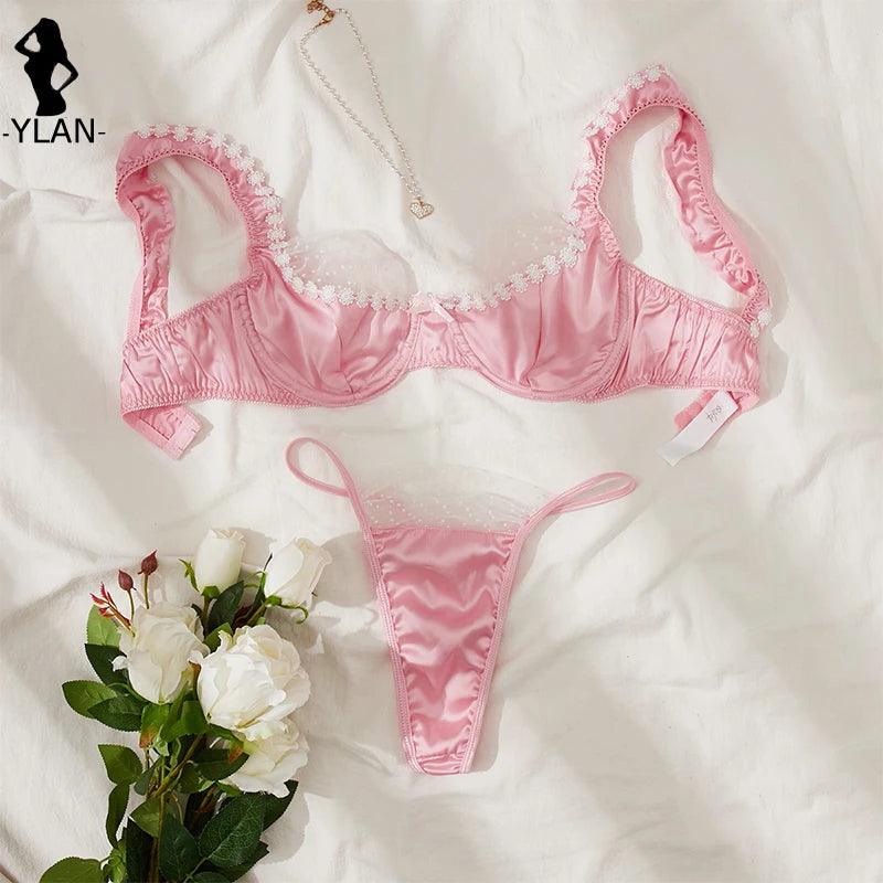 Fine Satin Lingerie Sexy Underwear 2 Piece Women Set - Empire P.E