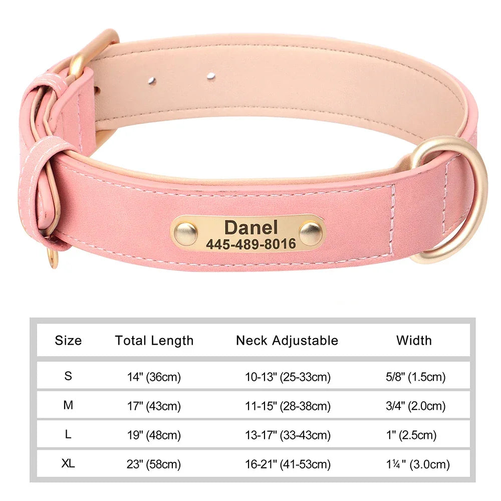 Personalized Dog Collar Custom Engraved PU Leather - Empire P.E
