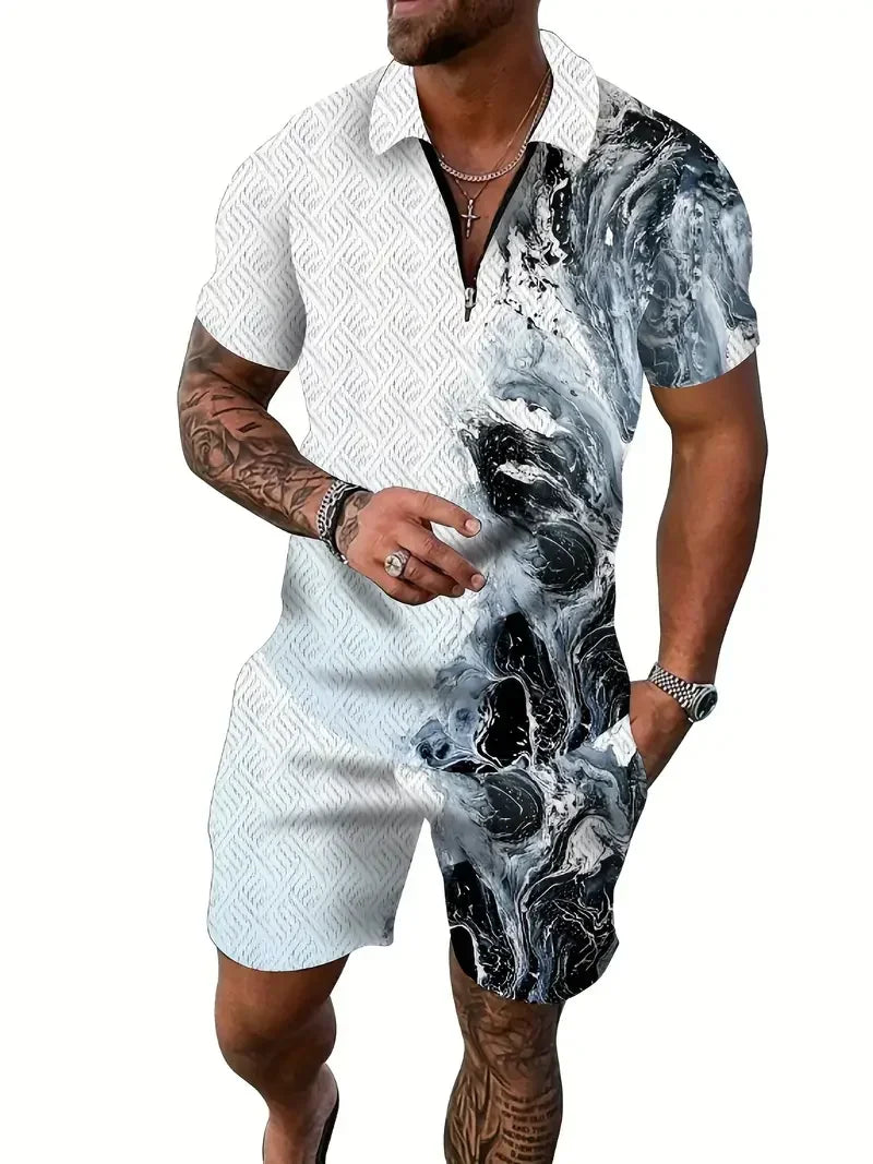 Zipper POLO Shirt Shorts Set - Empire P.E
