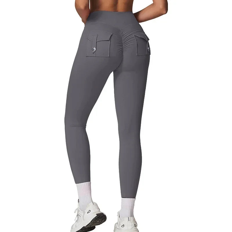 Fitness Yoga Leggings for Women Pocket Scrunched Gym Leggings High Waist Butt Liftting Tights Sexy Booty Shorts Bell-bottoms - Empire P.E