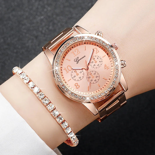 6PCS/Set Fashion Rhinestone Women's Watch - Empire P.E