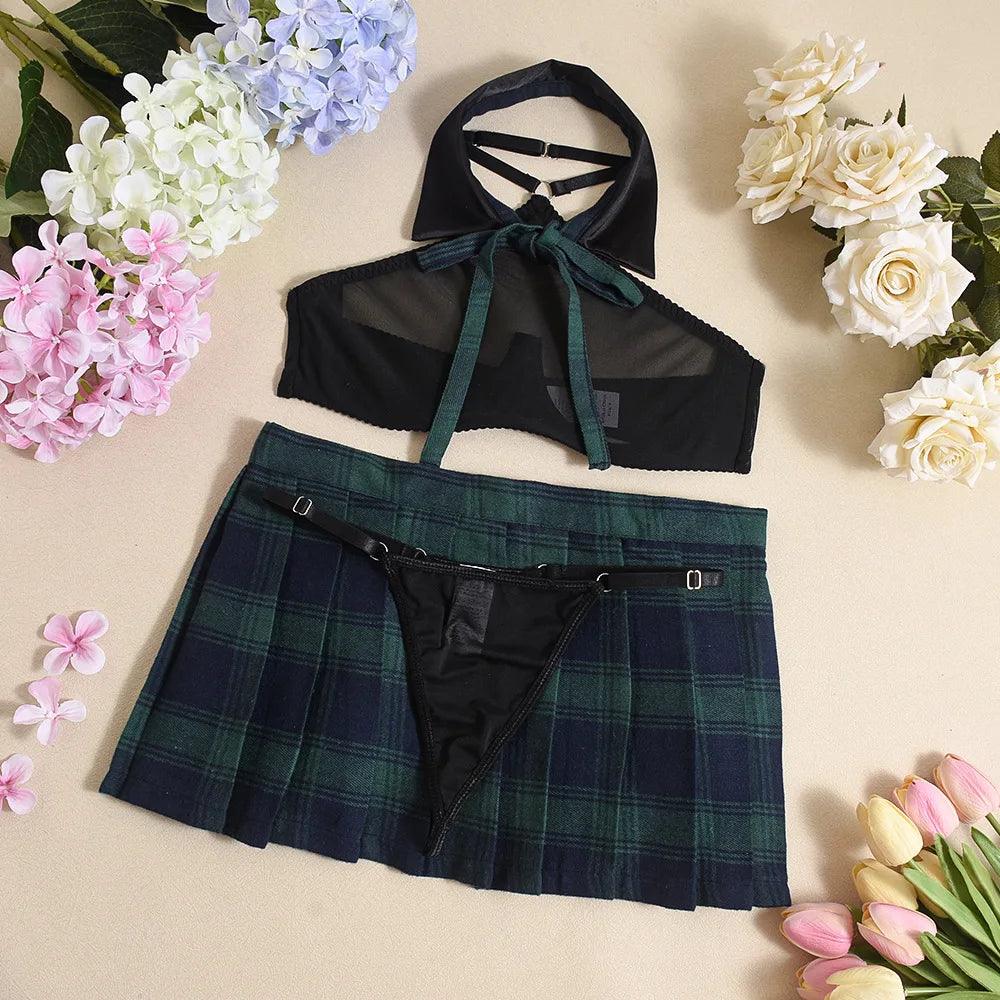 Cosplay Lingerie Green Plaid Skirt - Empire P.E