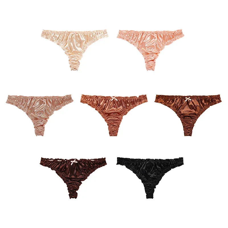 1Pcs/7Pcs Hot Sale Ladies Frill Trim Satin Ice Silk Seamless No Show Underwear - Empire P.E