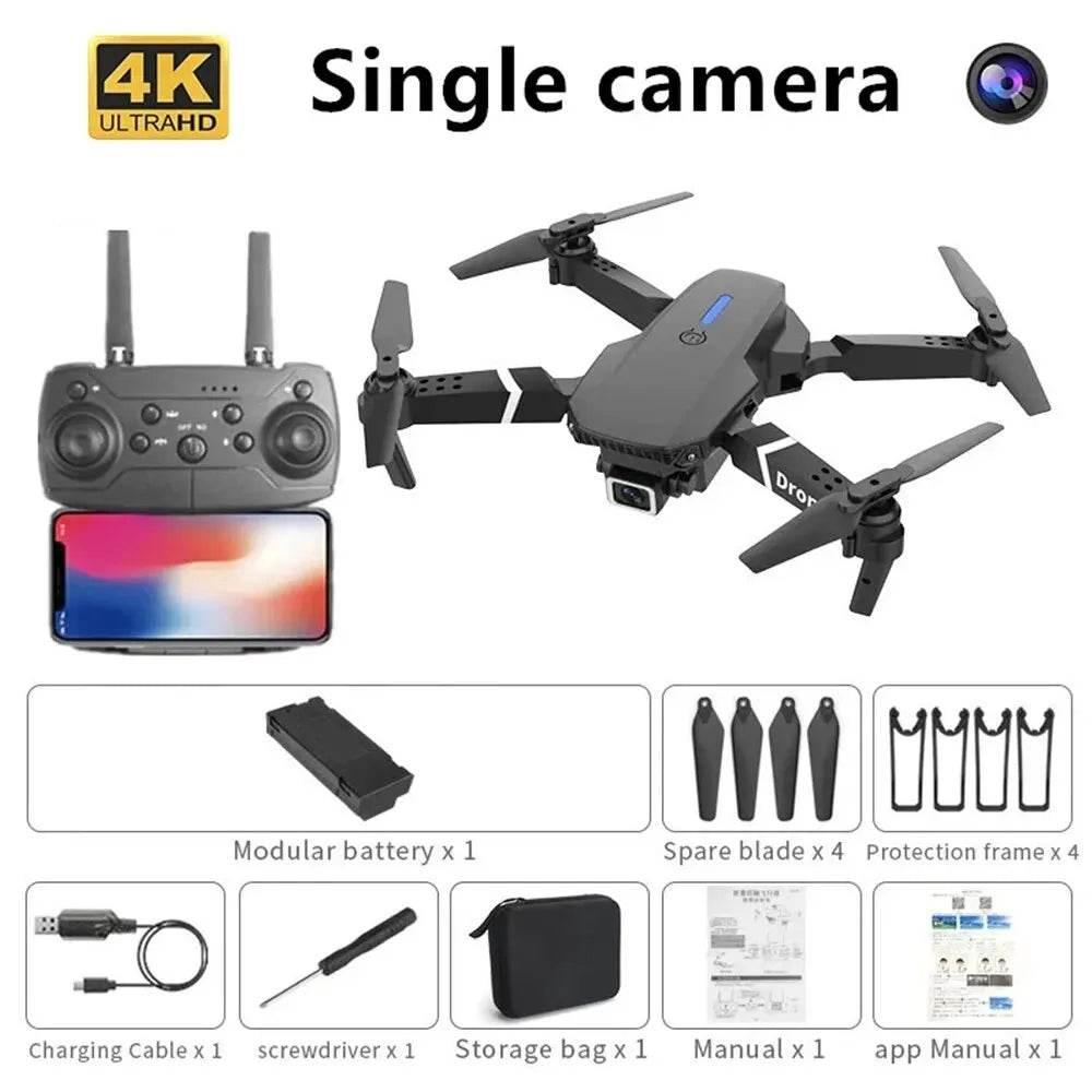 Professional Drone E88 4K Wide-Angle HD 1080P Camera WiFi FPV Height Hold Foldable RC Drone Quadrotor Helicopter Children's Toys - Empire P.E