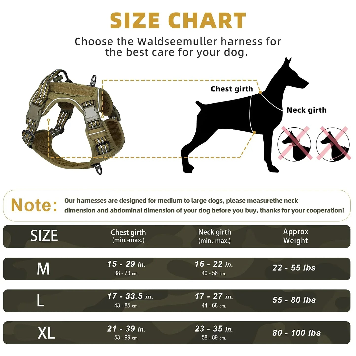 Tactical Dog Harness, No Pull Dog Harness, Adjustable Breathable MOLLE Dog Vest Harness for Medium Large Dog Reflective Military - Empire P.E