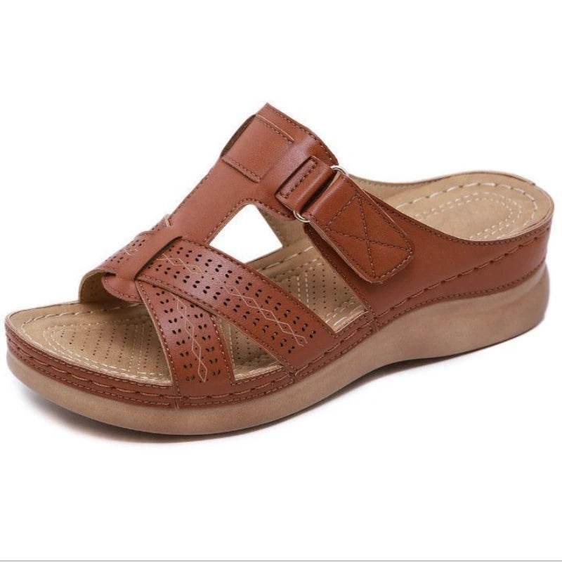 2022 Summer Women Wedge Sandals Premium Orthopedic Open Toe Sandals Vintage Anti-Slip Pu Leather Casual Female Platform Shoes - Empire P.E