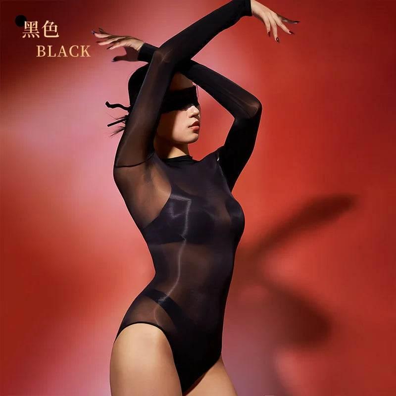 Sexy Women Oil Glossy Shiny High Cut Bodysuit - Empire P.E