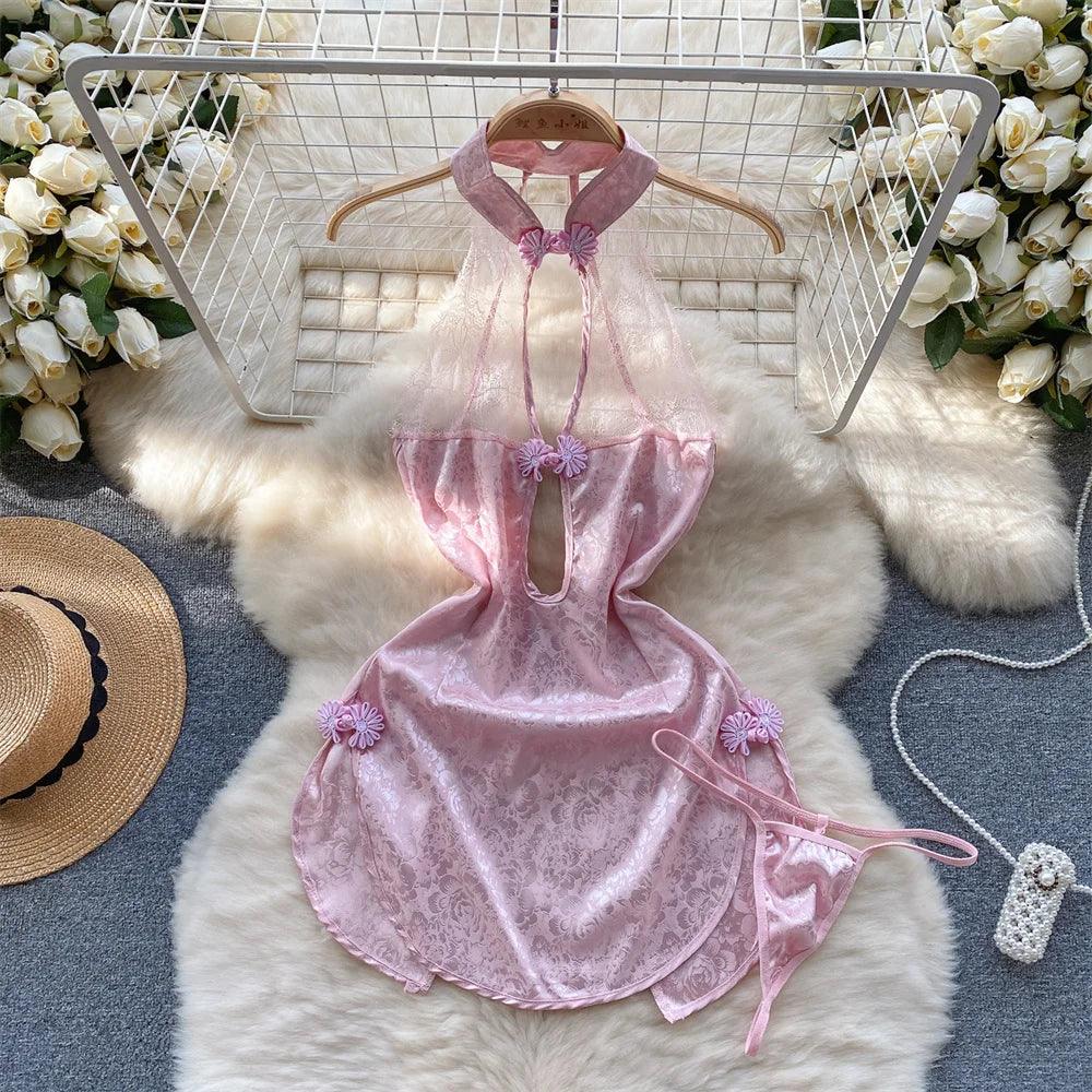 Hollow Out Cosplay Lingerie Lace Backless Jumpsuit - Empire P.E