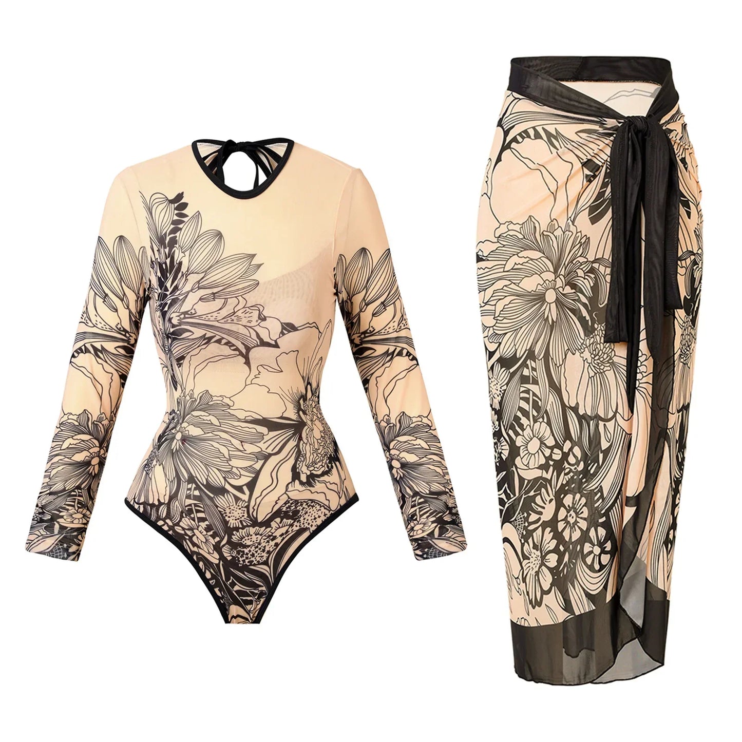 Bikini Bodysuit Swimwear With Skirt