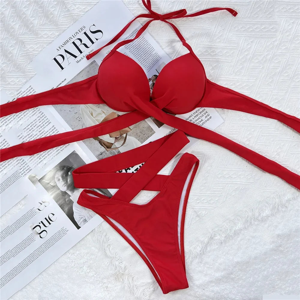 Black High Waisted Bikini Push Up Women