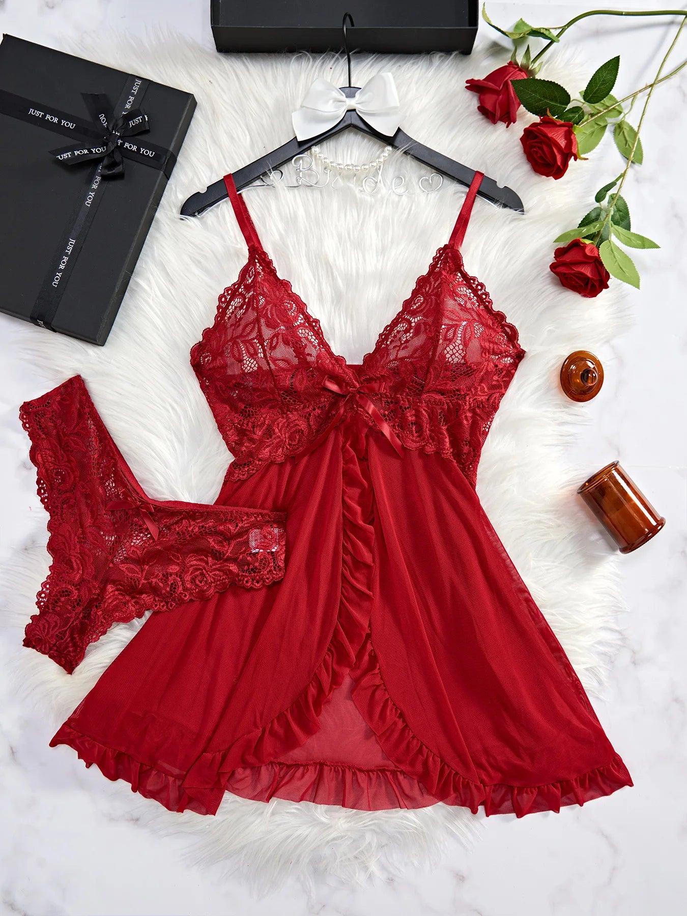 Sexy Lingerie Set Women Erotic Bra Nightdress Sexy Lace - Empire P.E