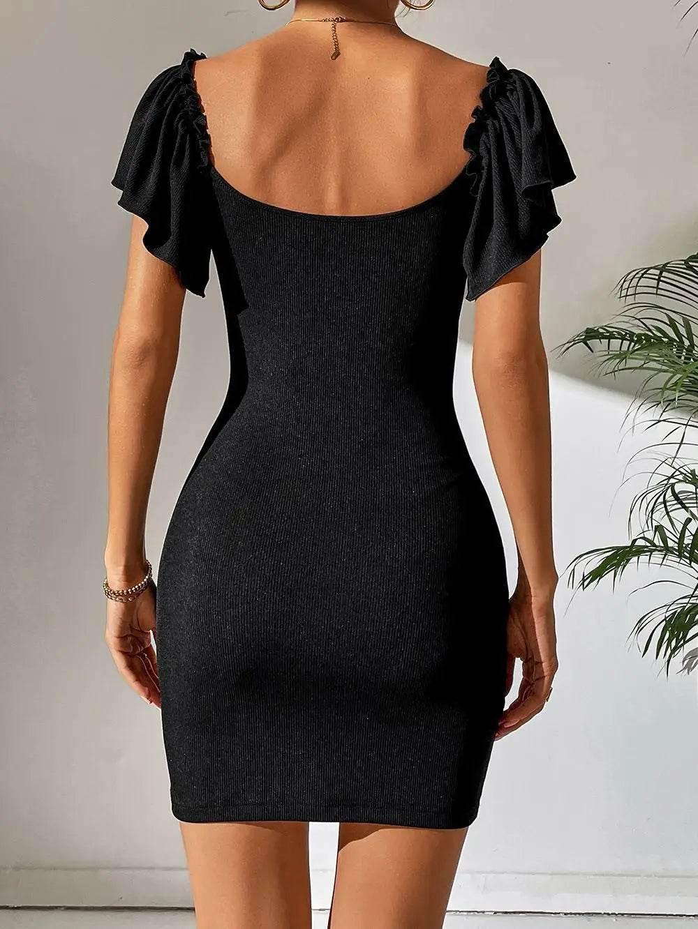 V Neck Slim Sexy Backless Fashion Dresses - Empire P.E