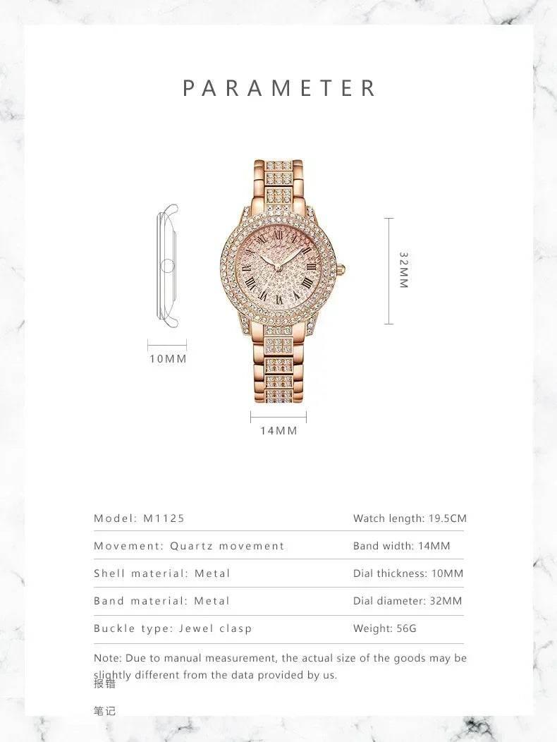 Hip Hop Quartz Watch Women Lady Iced Out Gold Watches Luxury Female Clock Fashion Quartz Watch for Women - Empire P.E