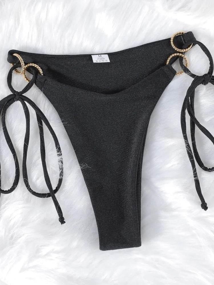 Solid Color Bikinis Push Up Swimwear Women Halter Bikini Set - Empire P.E