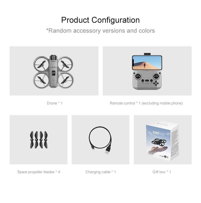 Xiaomi D16 Mini Drone with 180° Electric Adjustable 8K HD Camera WiFi Light Flow Drone Pocket Obstacle Avoidance Rc Quadcopter - Empire P.E