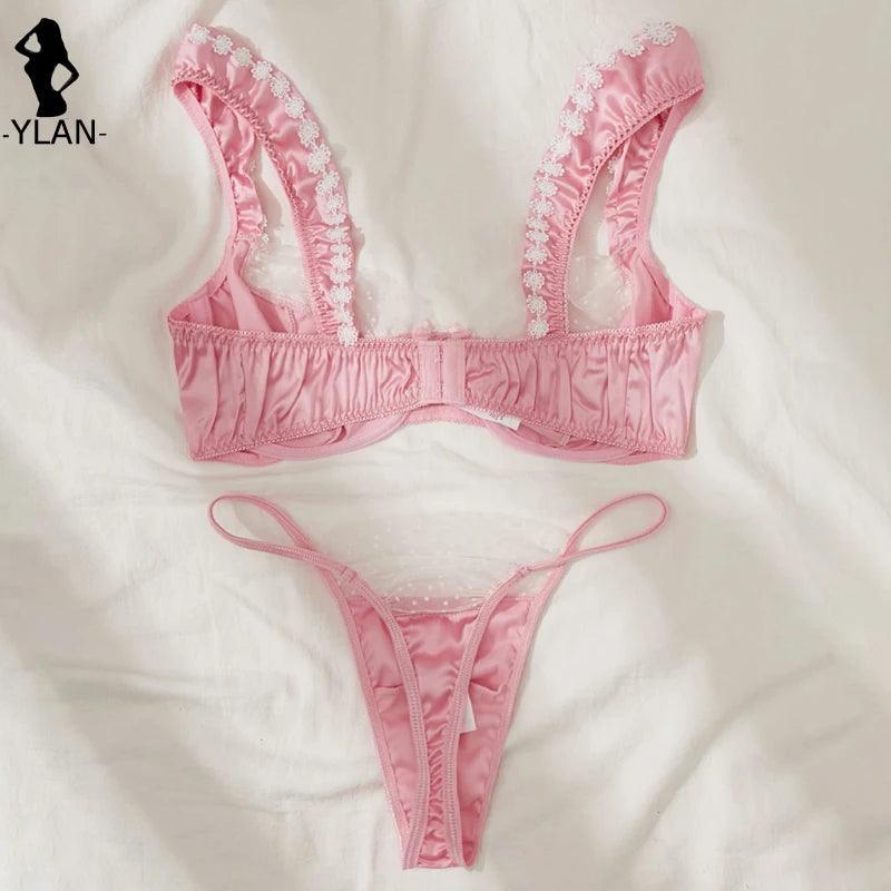 Fine Satin Lingerie Sexy Underwear 2 Piece Women Set - Empire P.E