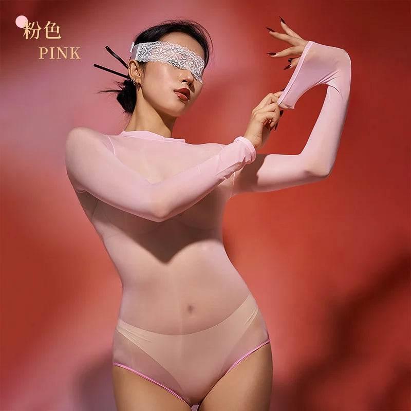 Sexy Women Oil Glossy Shiny High Cut Bodysuit - Empire P.E
