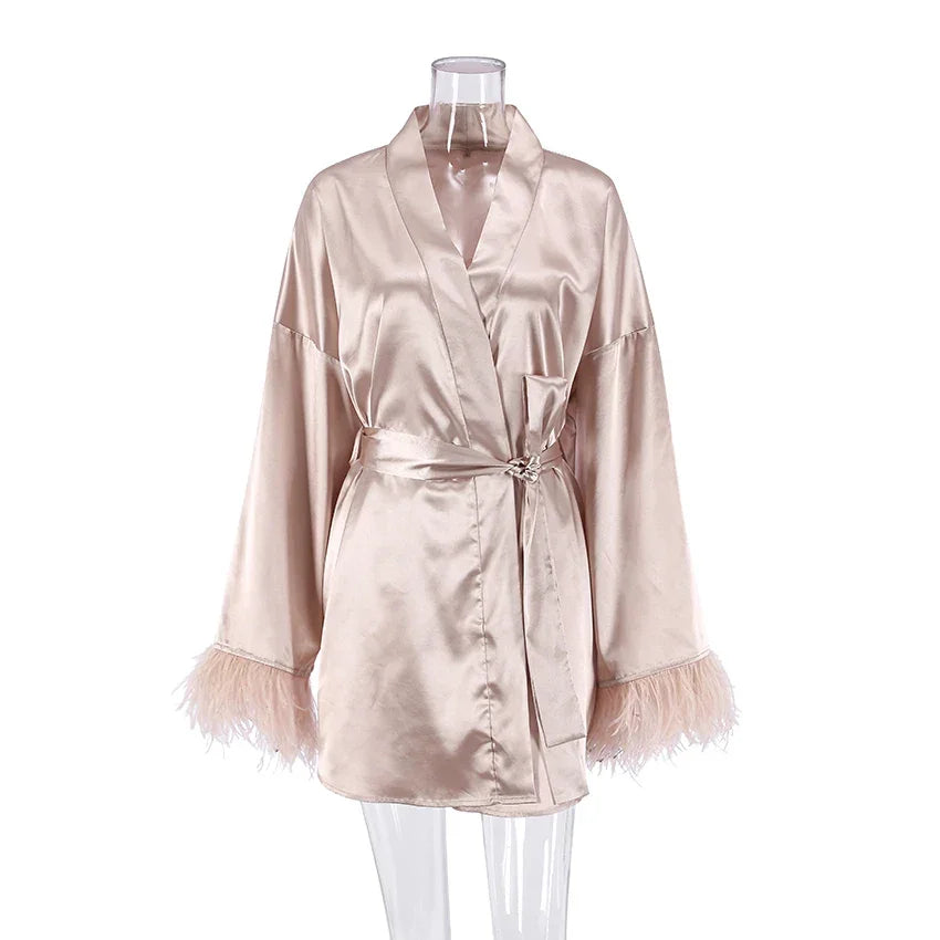 Satin Sexy Mini Dress Robe - Empire P.E
