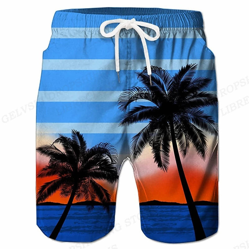 Men's Swimming Coconut Tree 3d Surfing Board Shorts