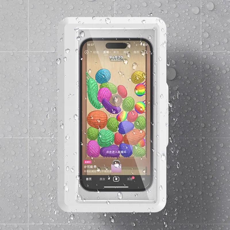 Bathroom Waterproof Phone Holder Home Wall Phone Case Stand Box Self-adhesive Touch Screen Phone Bracket Shower Sealing Storage - Empire P.E