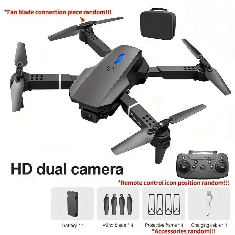 E88 Drone with Dual 4K HD Cameras, Wi-Fi, USB Charging, 1181.1inch Max Altitude, 3m/s Speed, One-Click Return, No GPS,4k drone - Empire P.E