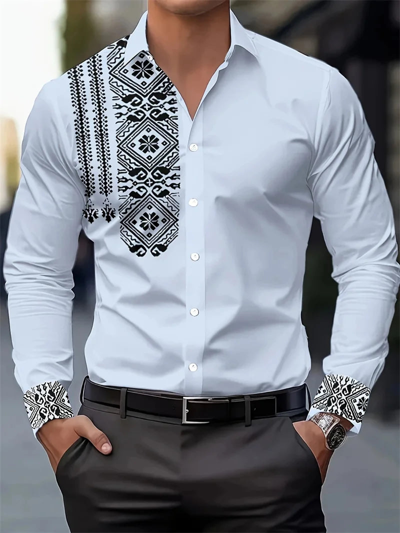 2025 new long sleeved men's printed shirt - Empire P.E