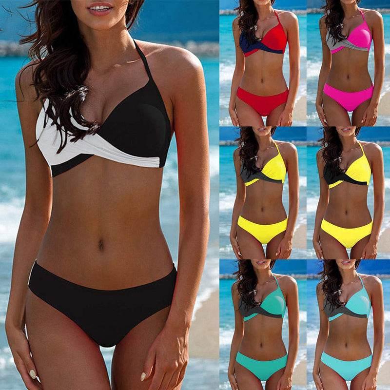 Swimsuit Split Bikini Color Matching Sleeveless Sexy Swimsuit - Empire P.E