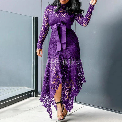 2025 New Women's  Lace  Asymmetrical Dress