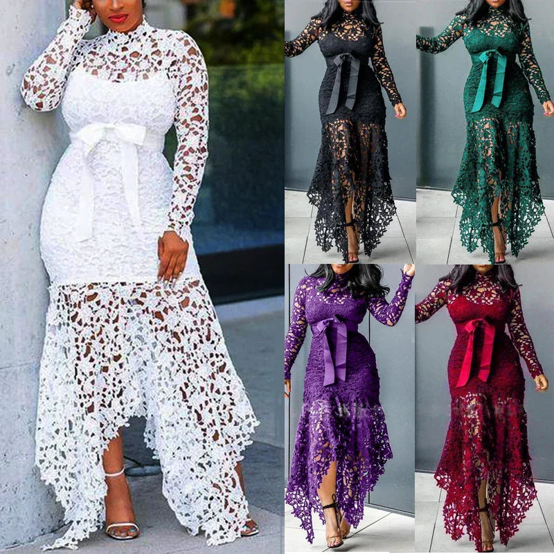 2025 New Women's  Lace  Asymmetrical Dress