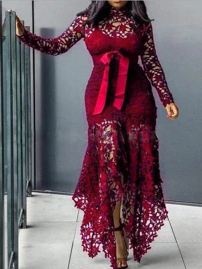 2025 New Women's  Lace  Asymmetrical Dress