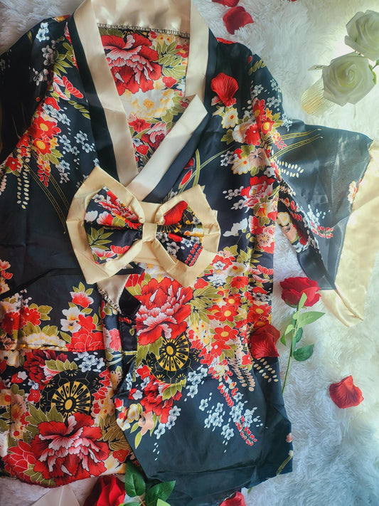 Floral Print Kimono Style Fashion Design Set
