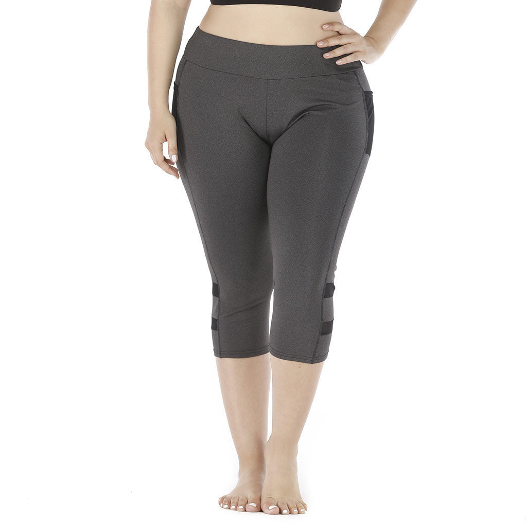 Mesh stitching yoga cropped pants