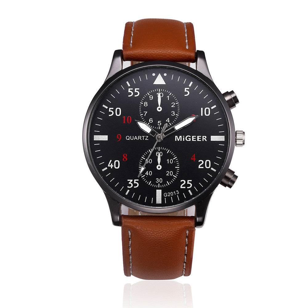 Retro Design Leather Band Watches Men Top Brand Relogio Masculino NEW Mens Sports Clock Analog Quartz Wrist Watches - Empire P.E