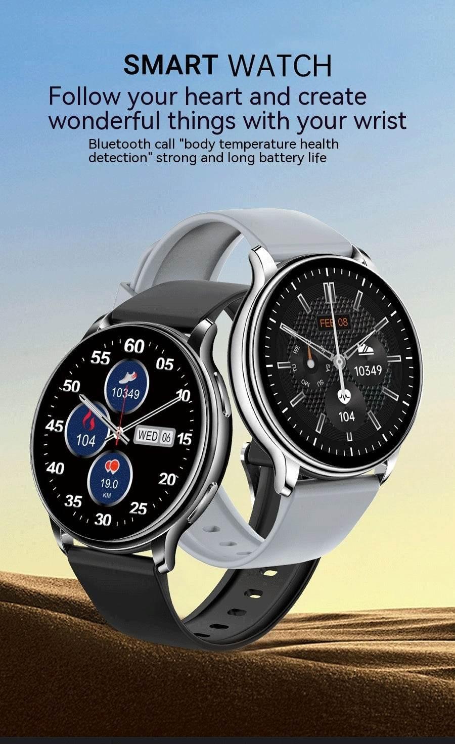 Smart Couple Watch Round Screen Bluetooth Calling Heart Rate Blood Oxygen Sleep Monitoring - Empire P.E