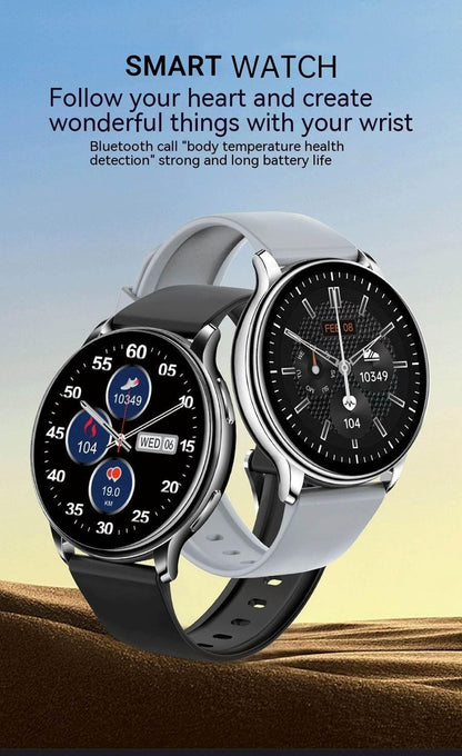 Smart Couple Watch Round Screen Bluetooth Calling Heart Rate Blood Oxygen Sleep Monitoring - Empire P.E