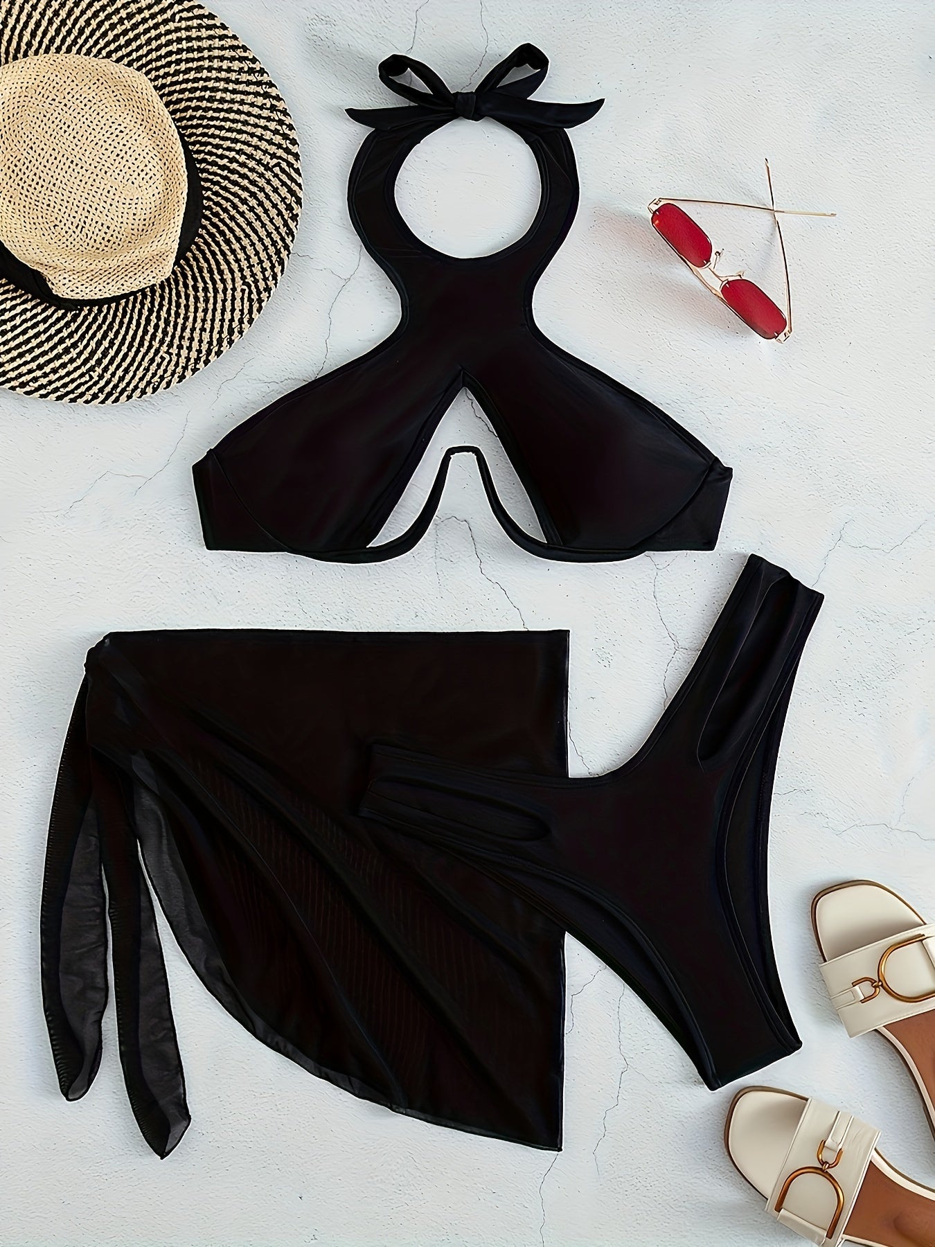 Beach  sexy steel  bikini skirt swimsuit set