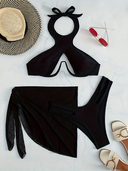 Beach  sexy steel  bikini skirt swimsuit set