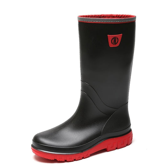 Mens Durable Waterproof Rain Boots - All-Weather Protection Knee High