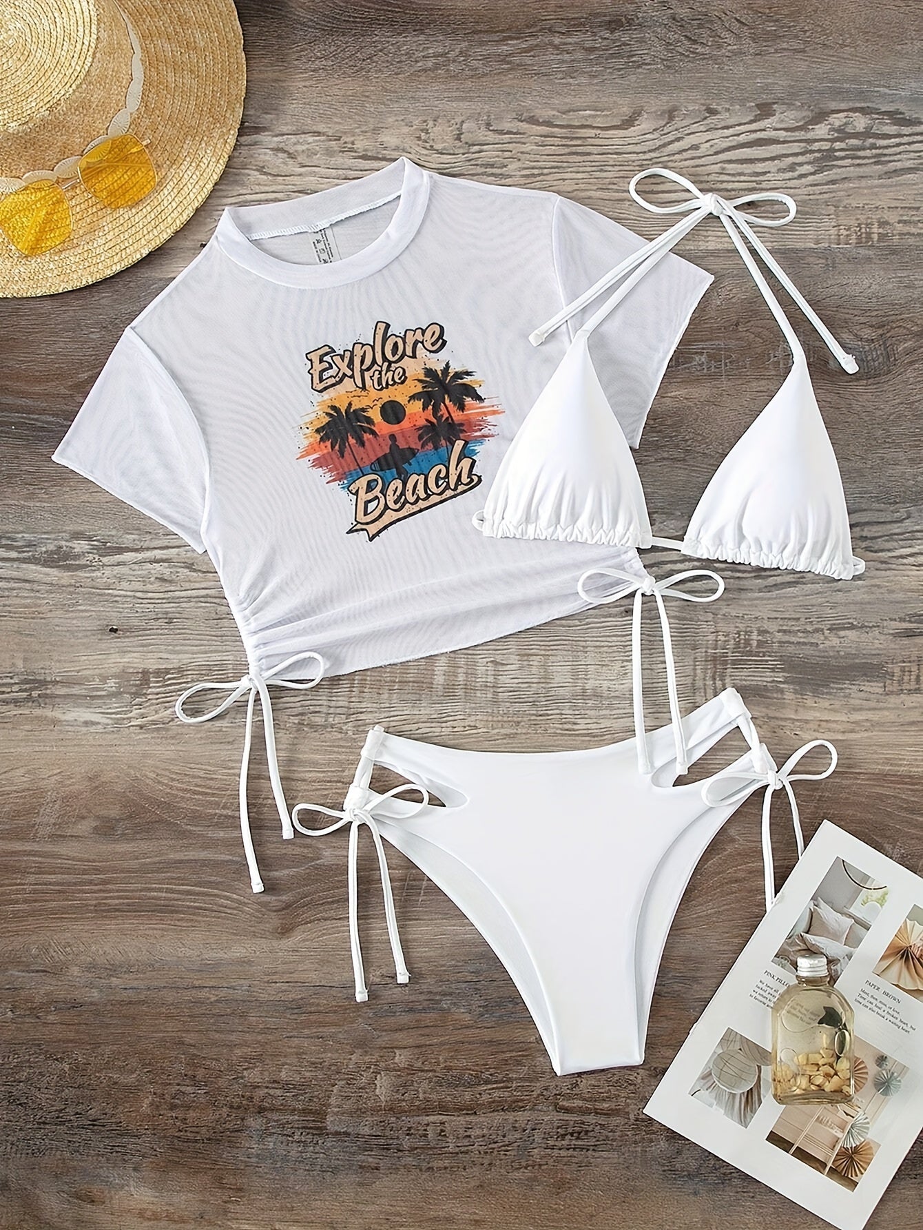 Summer Beach Sunset Print Vest Two-piece Swimsuit