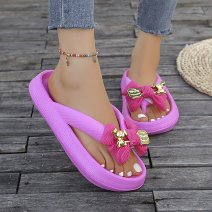 Women's Slip-On Mules with Golden Buckle Bow Sandals
