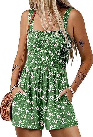 Flower Print Shorts Jumpsuit Summer Fashion Sleeveless Beach Bodysuit - Empire P. E