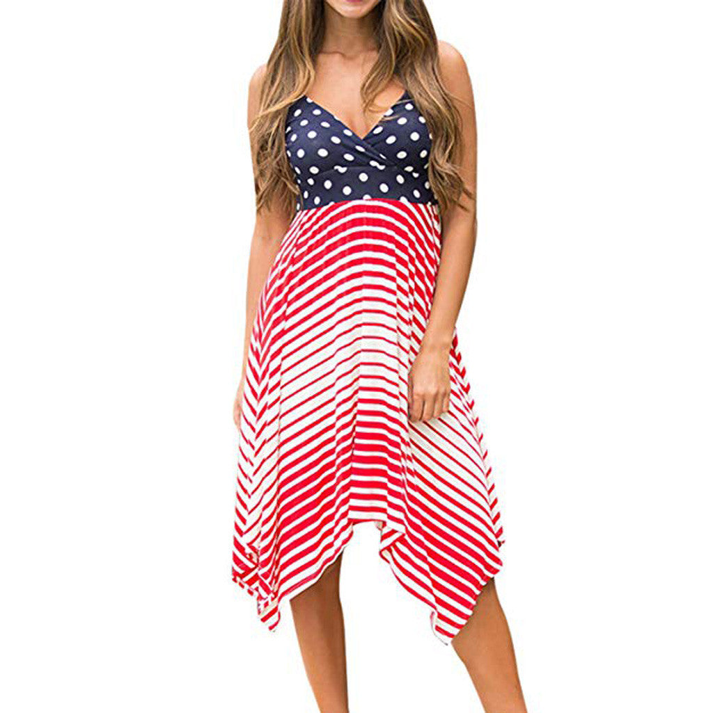 Independence Day Women's Sexy Sling Print Dress