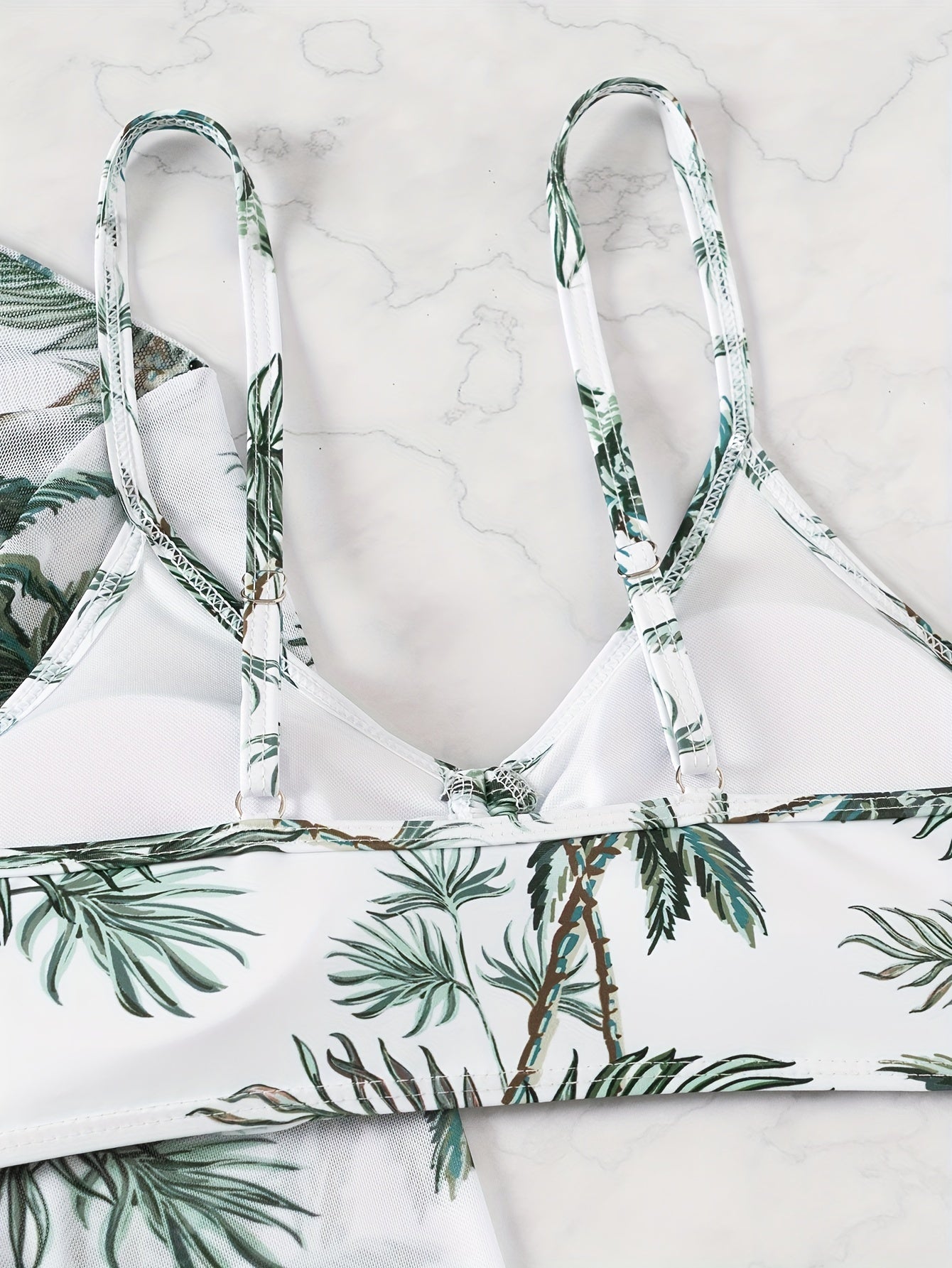 Elegant Tropical Print High-Waist Bikini Set