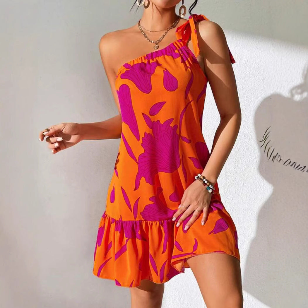 Floral Print Halter Neck Dress Boho Backless Halter Dress For Spring  Summer Women's Clothing - Empire P. E